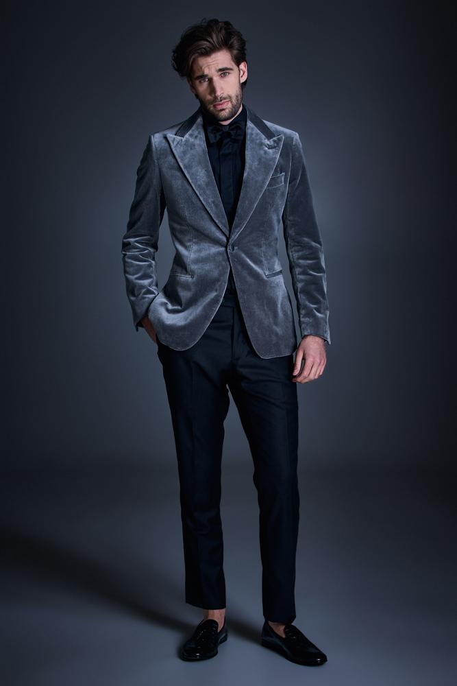 Samuel 11 Evening Jacket - Dark Grey Velvet