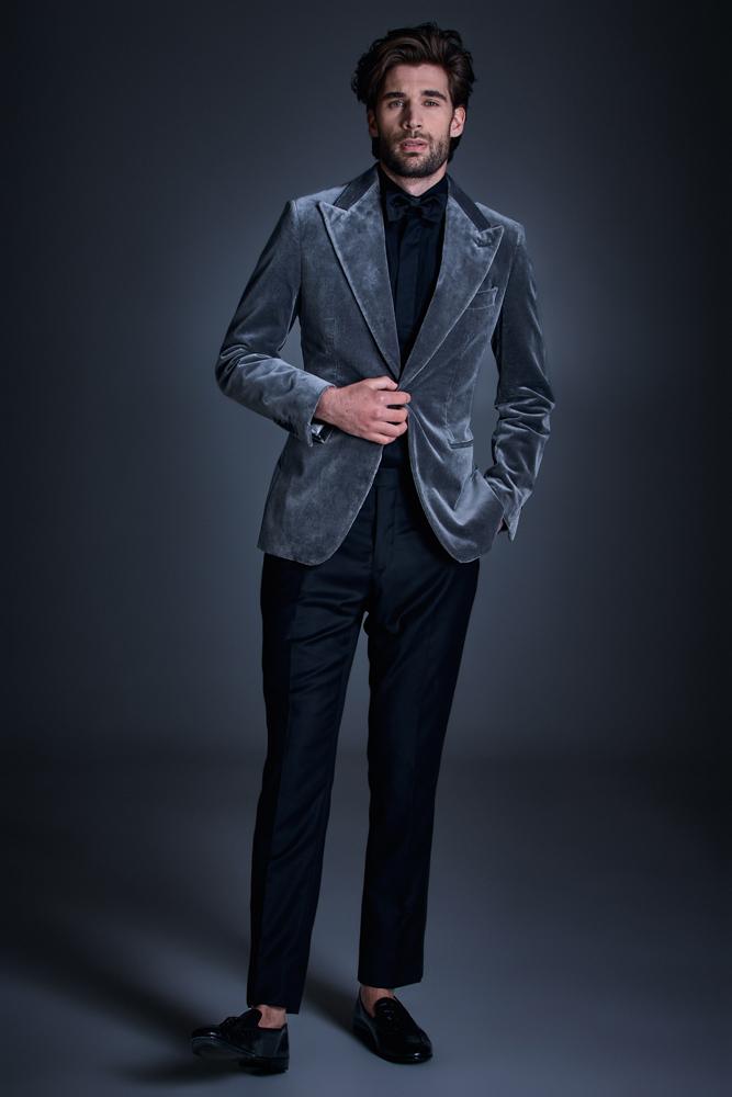 Samuel 11 Evening Jacket - Dark Grey Velvet