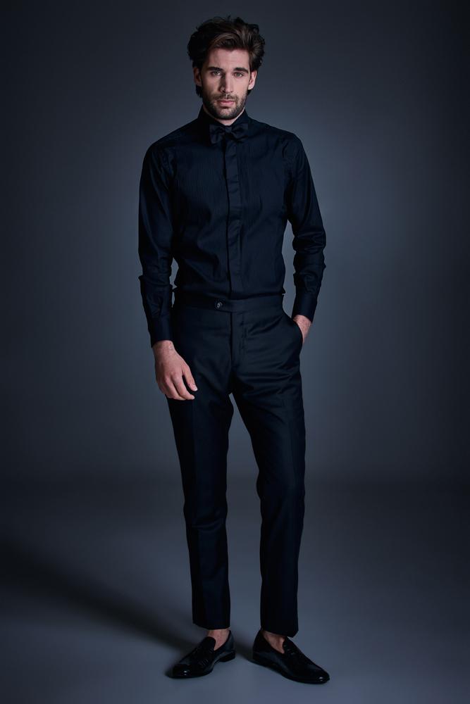 The Regis - Black Contrast Evening Shirt