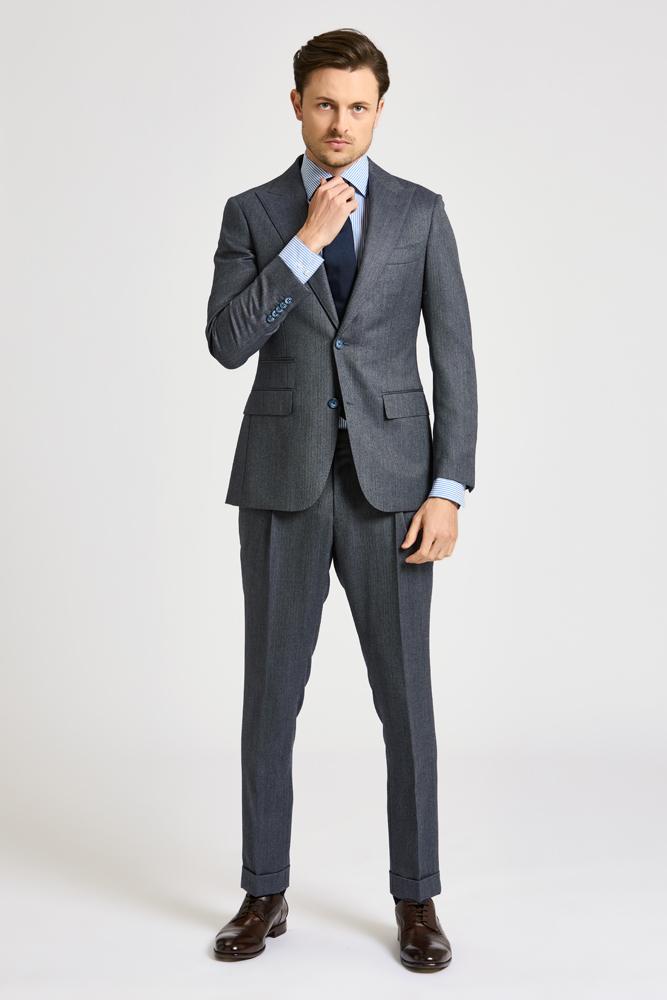 Jonah Suit - Steel Blue Herringbone