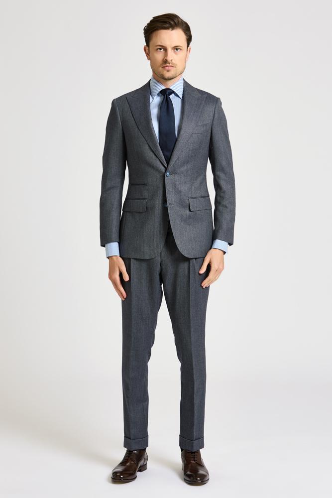 Jonah Suit - Steel Blue Herringbone