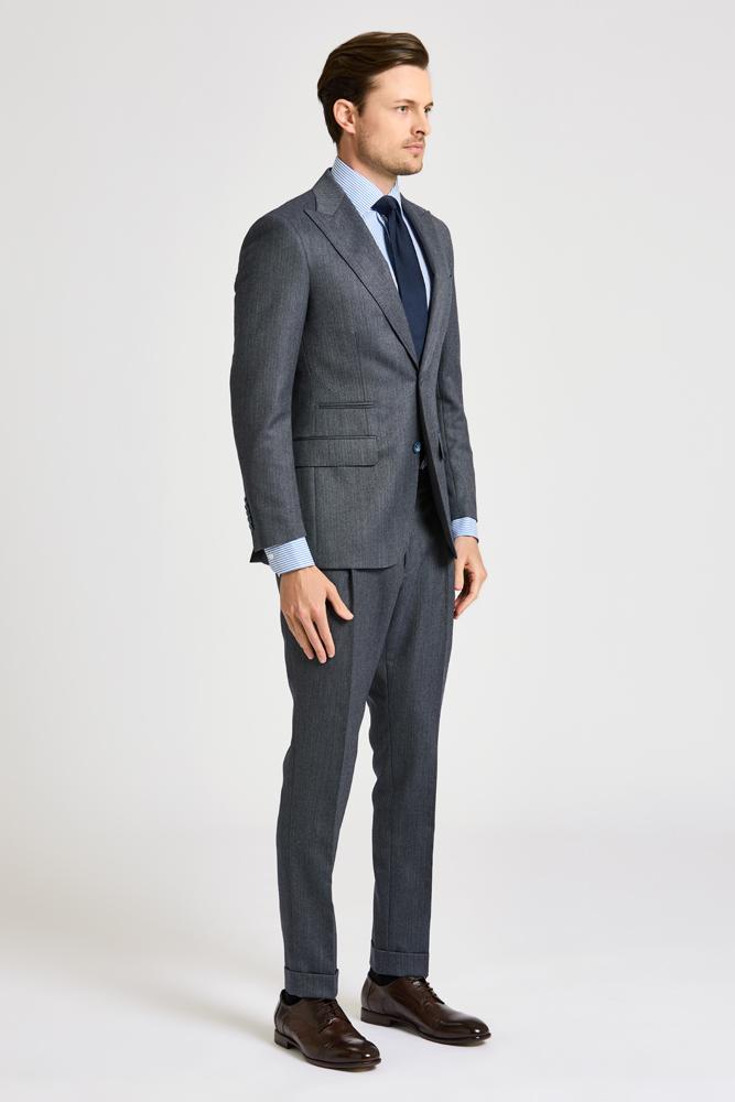 Jonah Suit - Steel Blue Herringbone