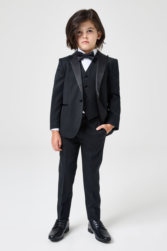 George 4 Button Vest - Black Tuxedo