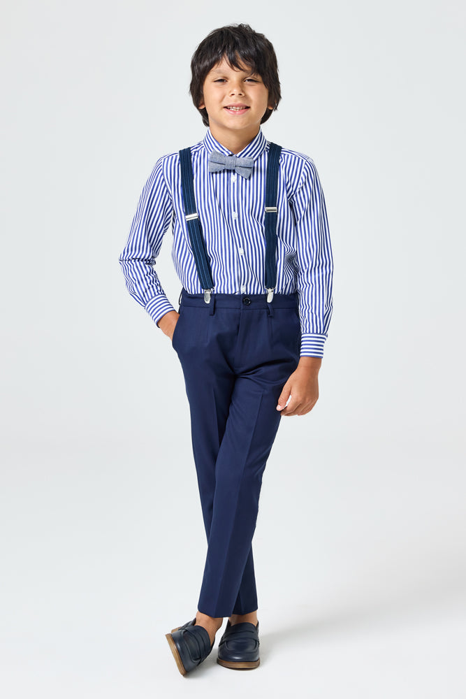 Roy Tailored Shirt - Navy & White Stripe