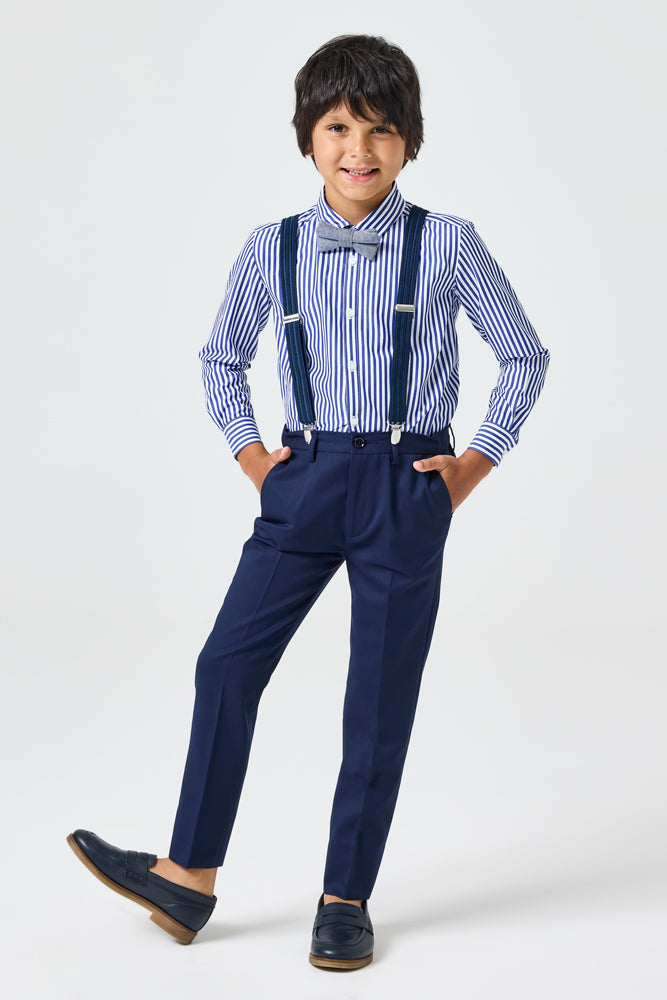 Roy Tailored Shirt - Navy & White Stripe