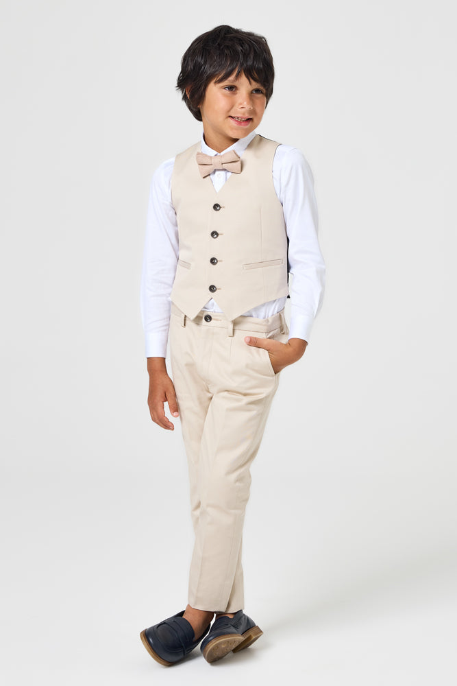 George 4 Button Vest - Sand Cotton