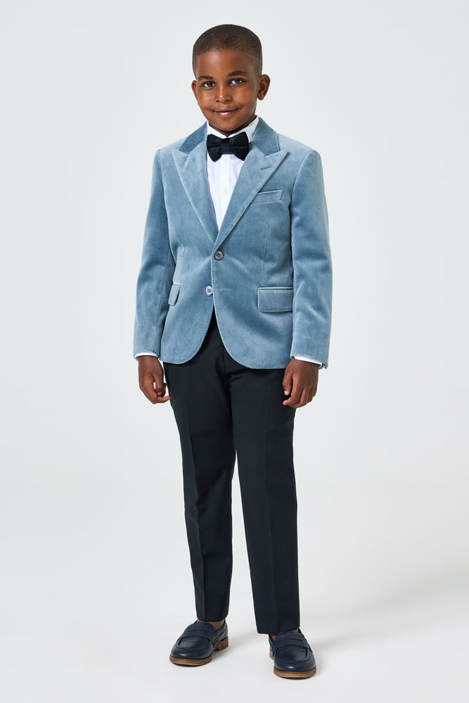 Freddy Piece Velvet Tuxedo Jacket - Ice Blue