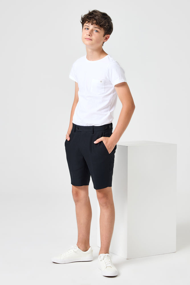 Harrison Tailored Shorts - Black Cotton