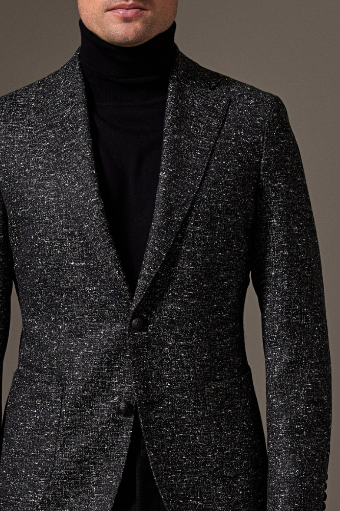 Liam Sports Jacket - Black and White Tweed