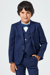 George 4 Button Vest - Navy Wool Stretch