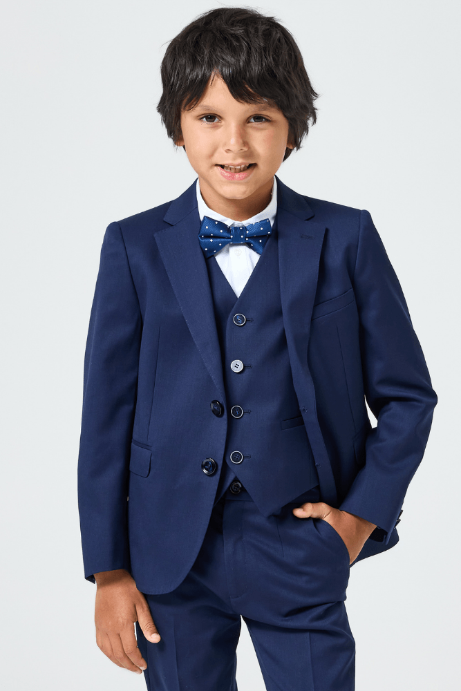 George 4 Button Vest - Navy Wool Stretch