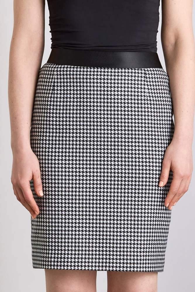 Aria Skirt - Black and White Houndstooth Contrast