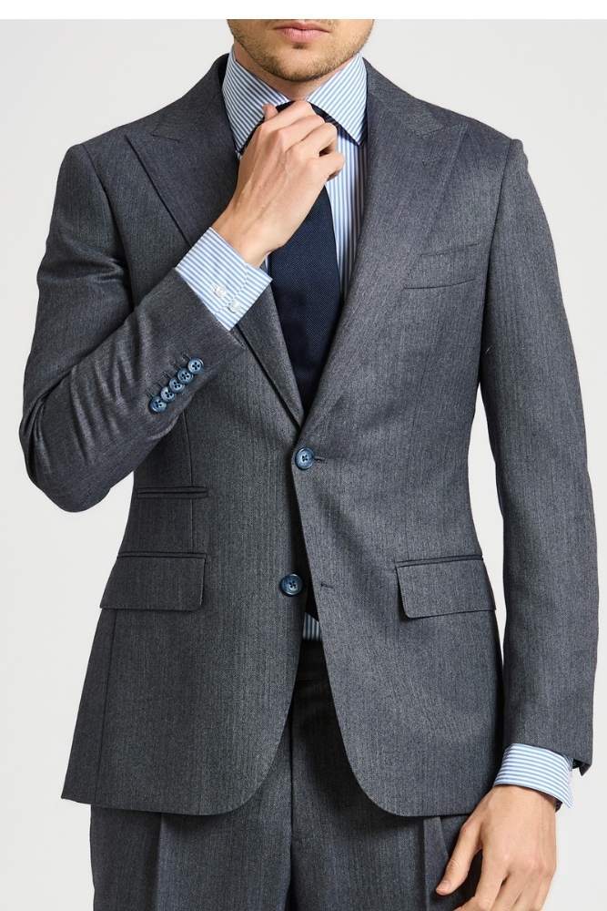 Jonah Suit - Steel Blue Herringbone