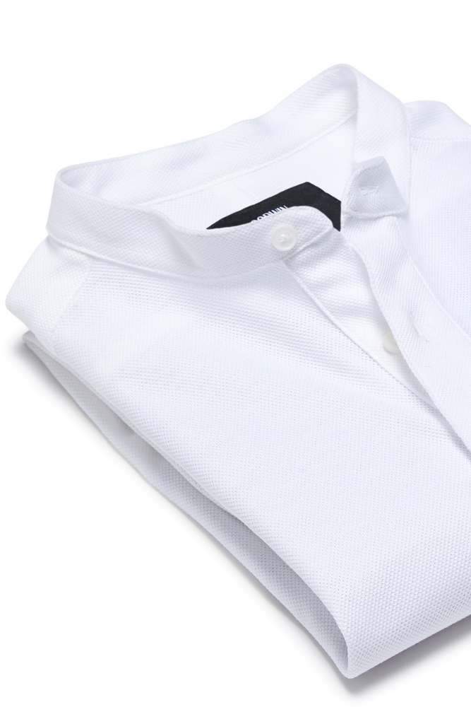 Riccardo Short Sleeve Polo Top - White Cotton Pique