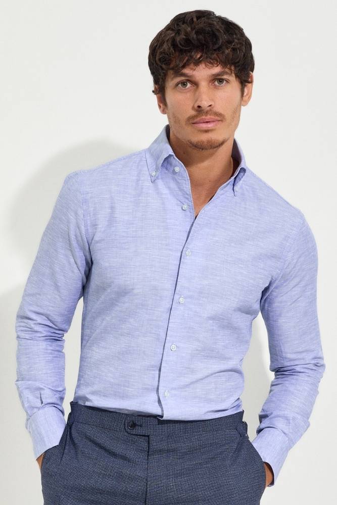 Saxon Shirt  - Blue Wash Cotton Linen