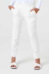 Jude Pleated Chino Pants - White Stretch