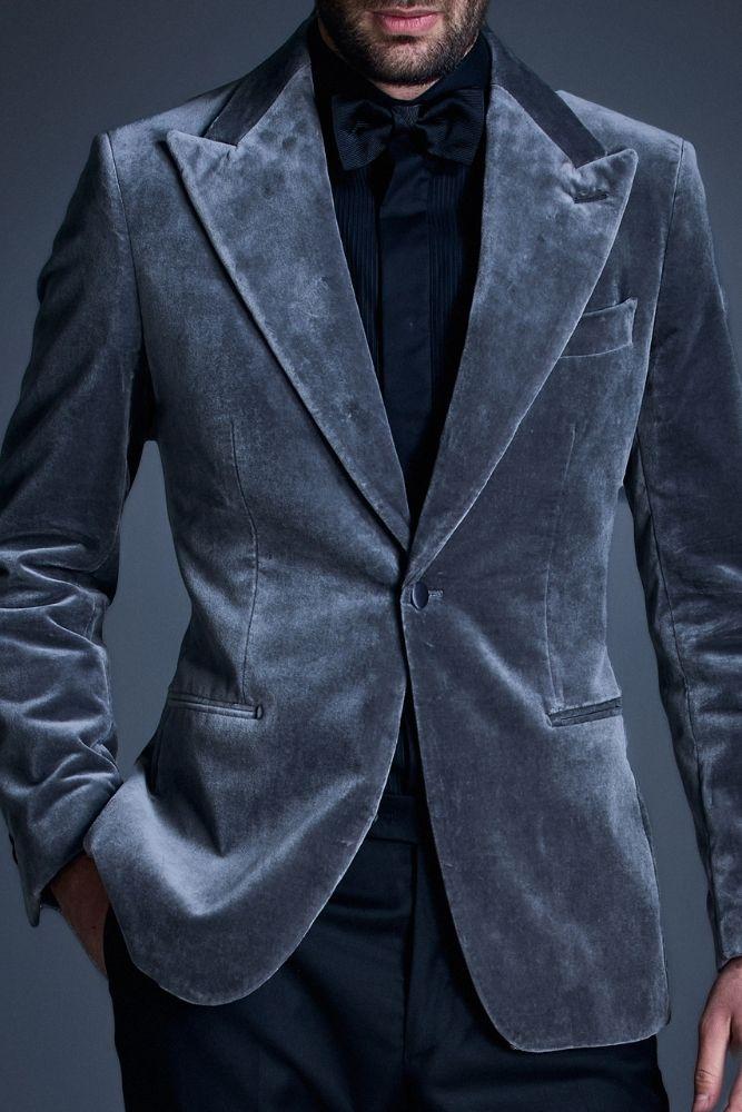 Samuel 11 Evening Jacket - Dark Grey Velvet