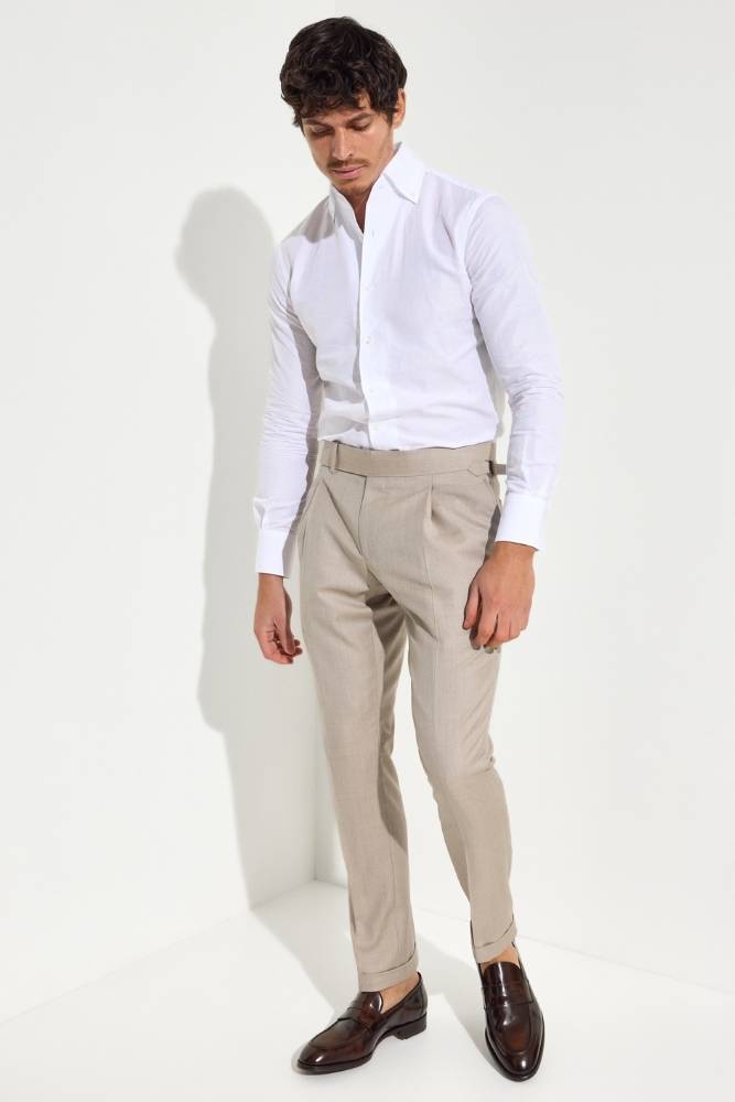 Milan Trouser - Sand s130 Wool