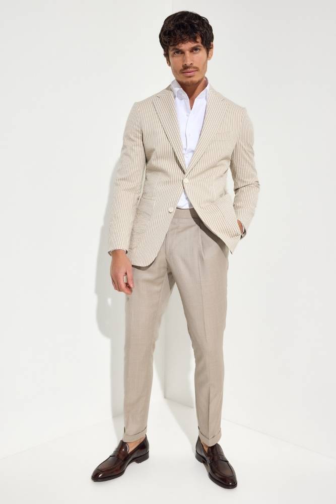 Milan Trouser - Sand s130 Wool