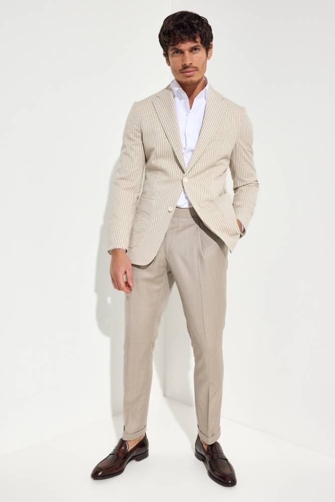 Milan Trouser - Sand s130 Wool