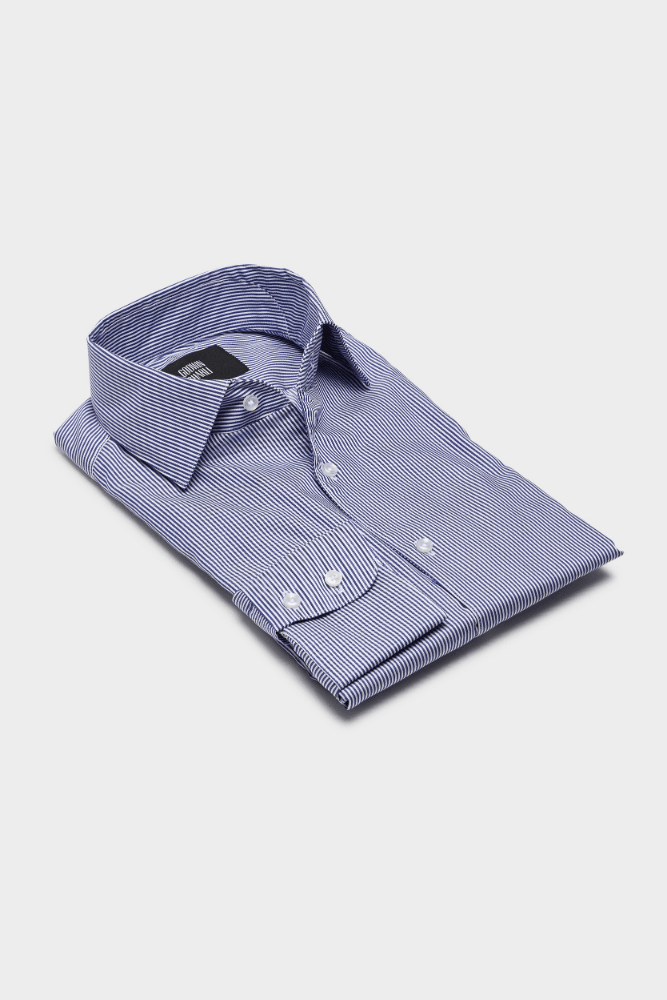 Cooper Shirt  - Navy and White Stripe Cotton