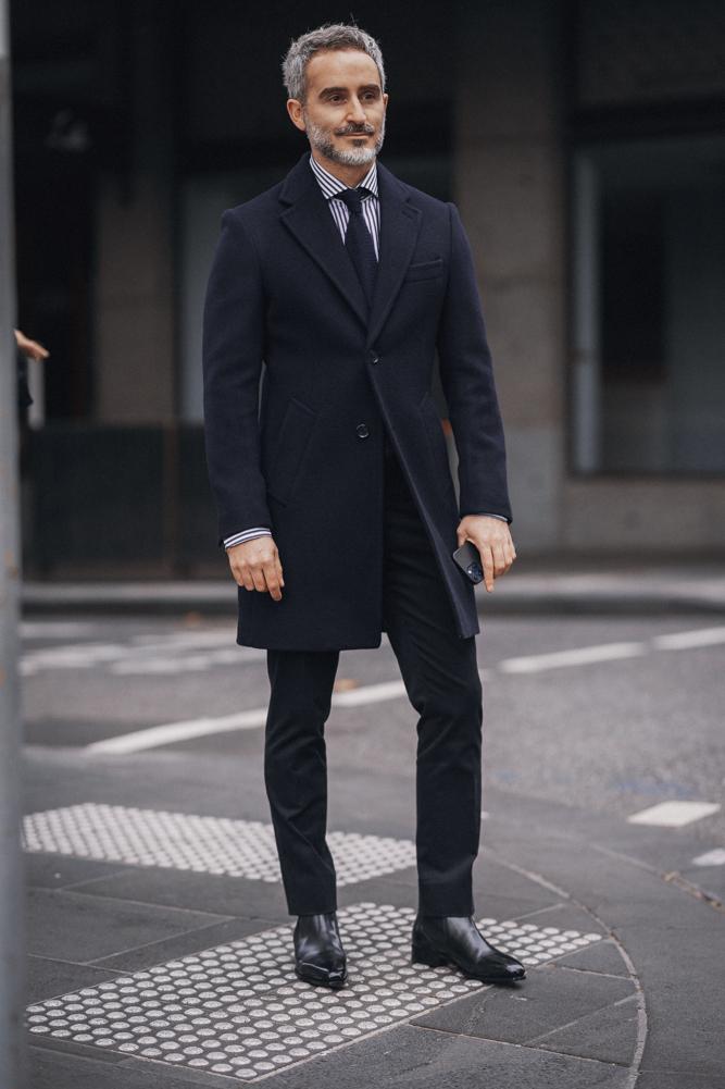 Navy Blue Suit With Black Overcoat Pant Shirt Blazers Navy Blue