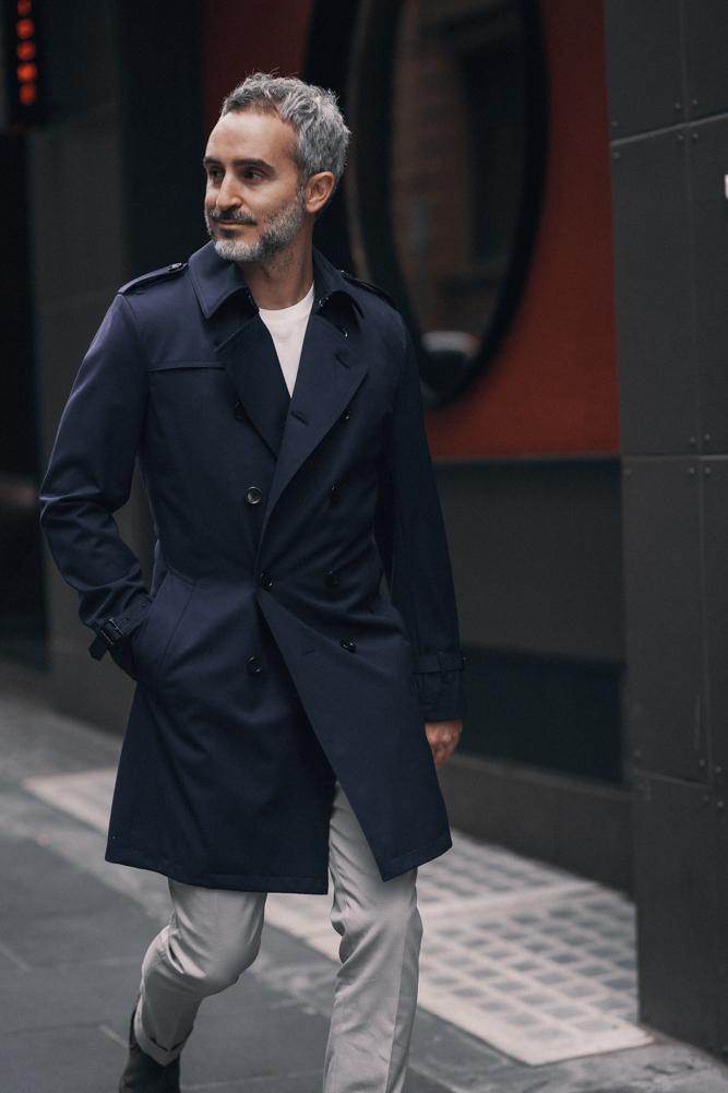 Theodore Trench Coat -  Opti-Tech Navy Wool