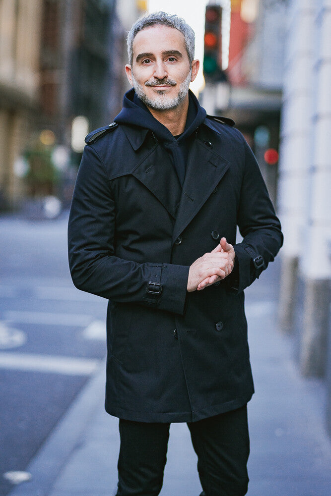 Theodore Trench Coat - Black Cotton Gabardine