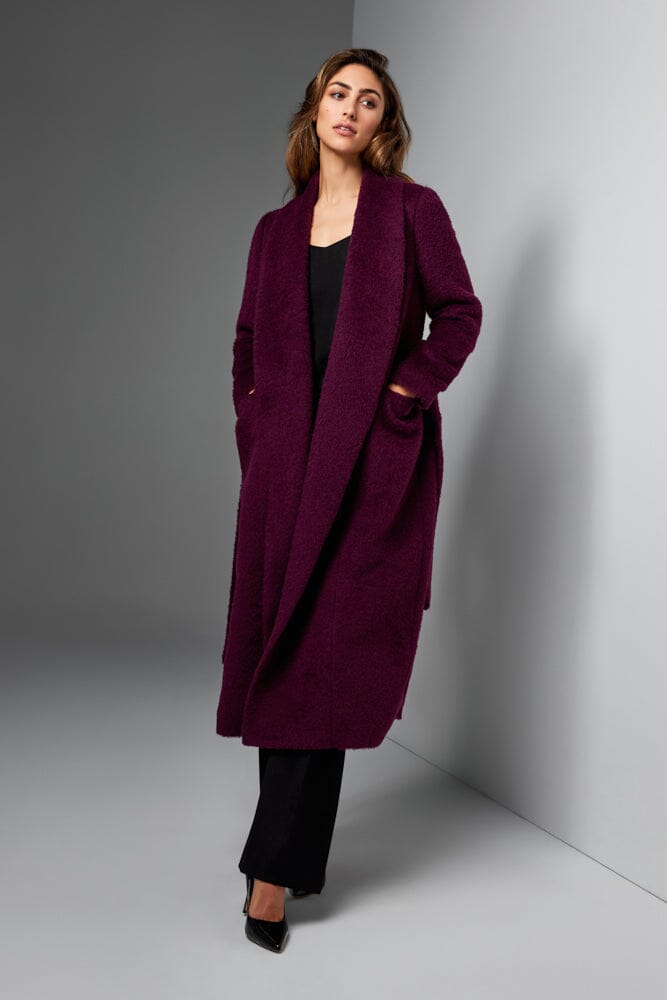 Sylvie Shawl Wrap Coat - Burgundy Wool, Alpaca and Silk