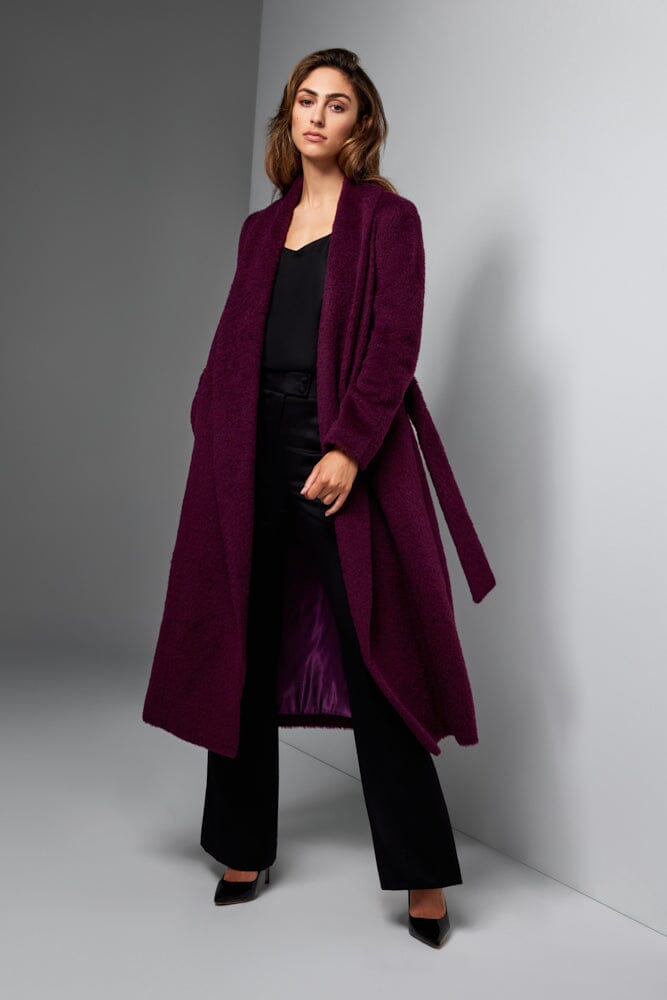 Sylvie Shawl Wrap Coat - Burgundy Wool, Alpaca and Silk