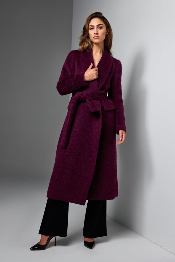 Sylvie Shawl Wrap Coat - Burgundy Wool, Alpaca and Silk