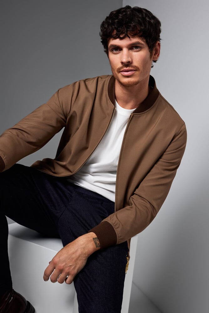 Bomber Jacket - Camel Tech Stretch