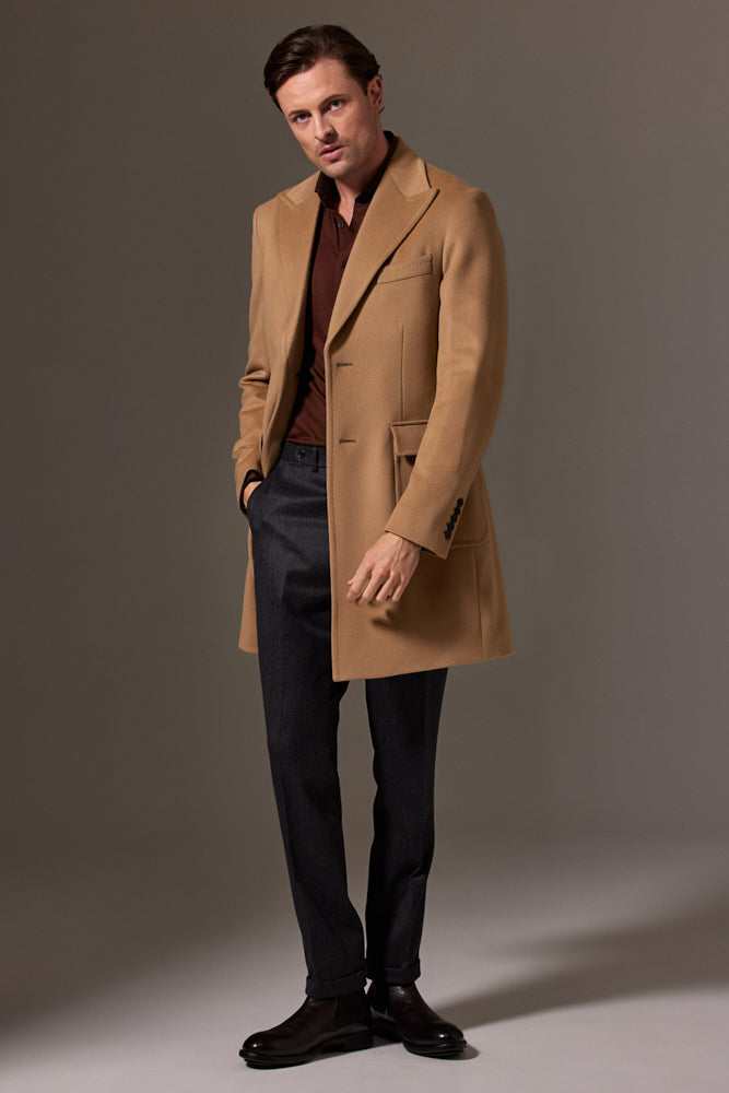 The Carter Peak Coat - Camel Wool Silk