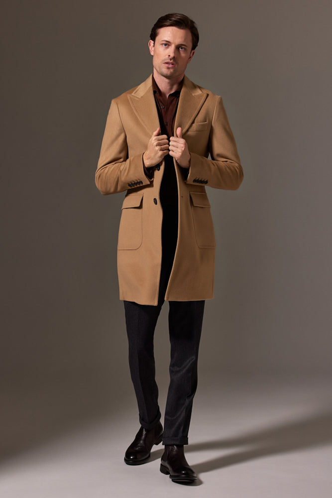 The Carter Peak Coat - Camel Wool Silk