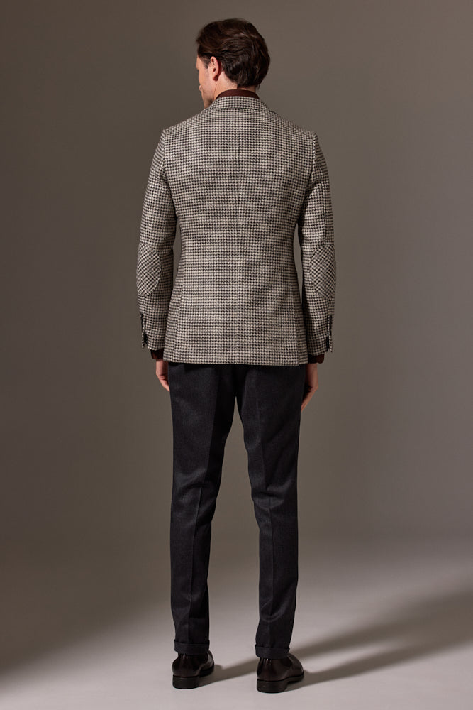 Liam Sports Jacket - Three Shades Houndstooth Undyed Wool