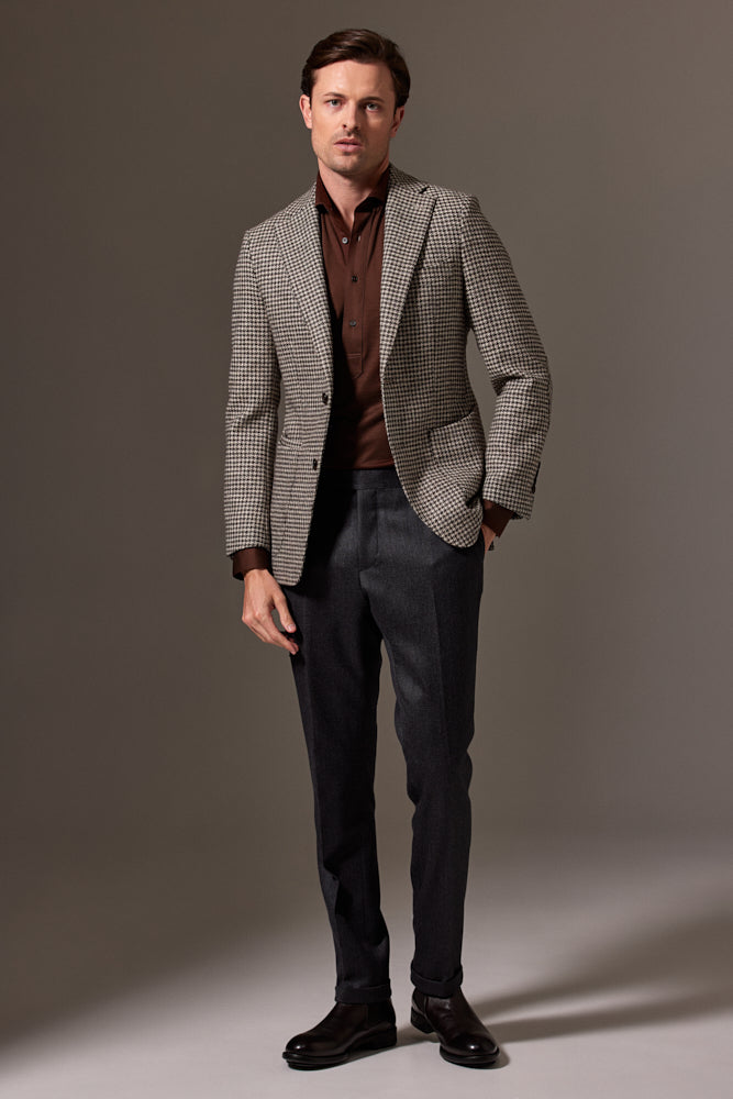 Liam Sports Jacket Three Shades Houndstooth Undyed Wool