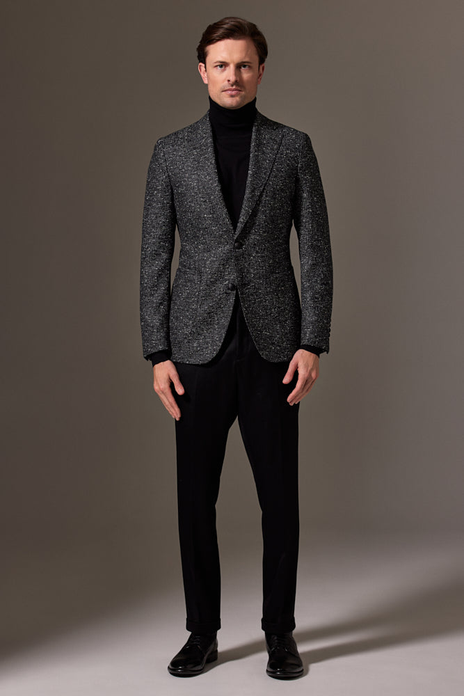 Liam Sports Jacket - Black and White Tweed