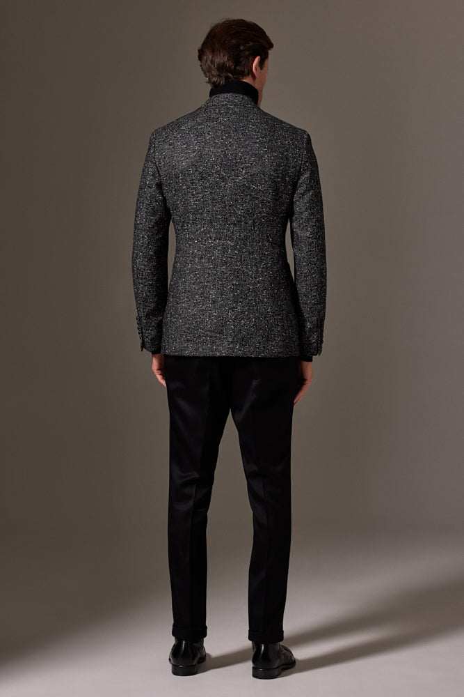 Liam Sports Jacket - Black and White Tweed