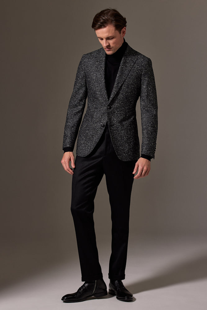 Liam Sports Jacket - Black and White Tweed