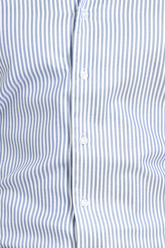 Cooper Super Lux Shirt - Navy and White Thick Stripe Twill Cotton