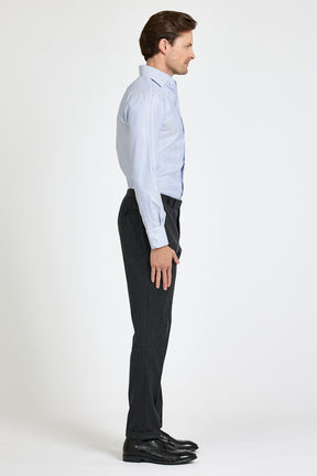 Cooper Super Lux Shirt - Navy and White Thick Stripe Twill Cotton