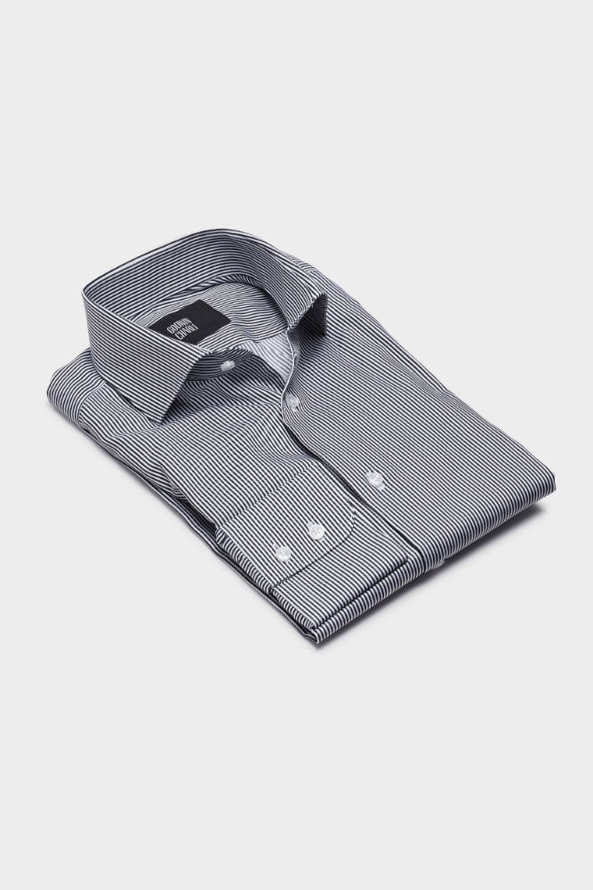 Pilot (BC) Shirt - Black and White Stripe Cotton