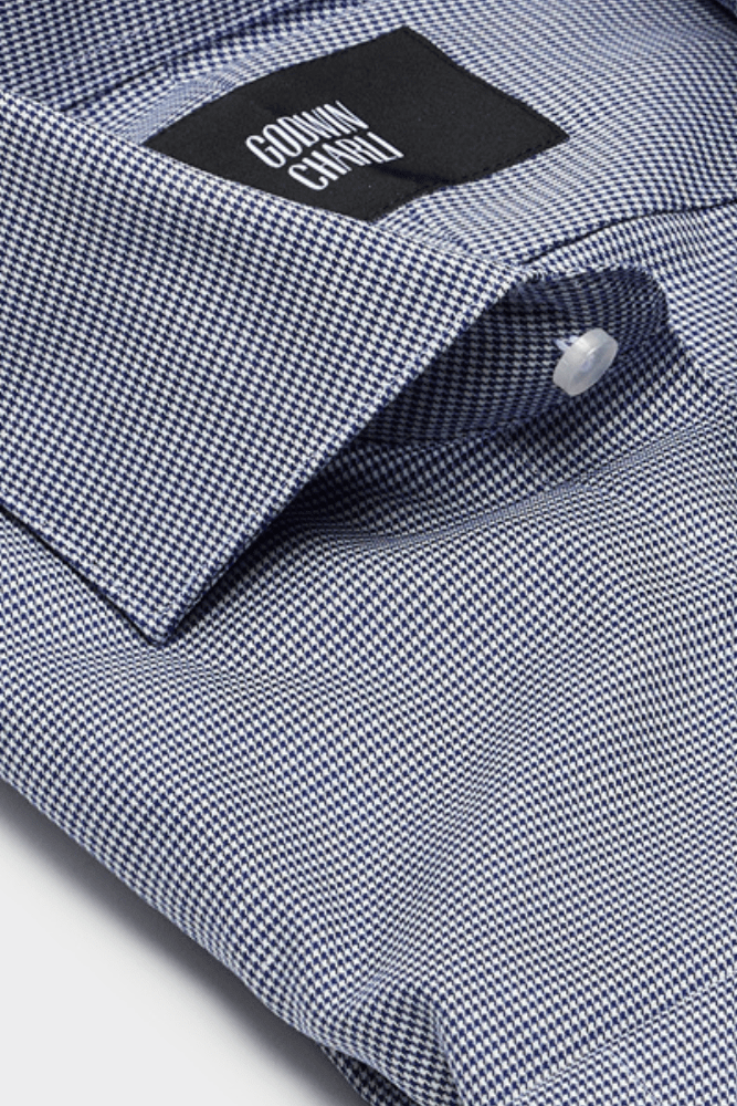 Pilot (BC) Shirt - Micro Navy Houndstooth Cotton