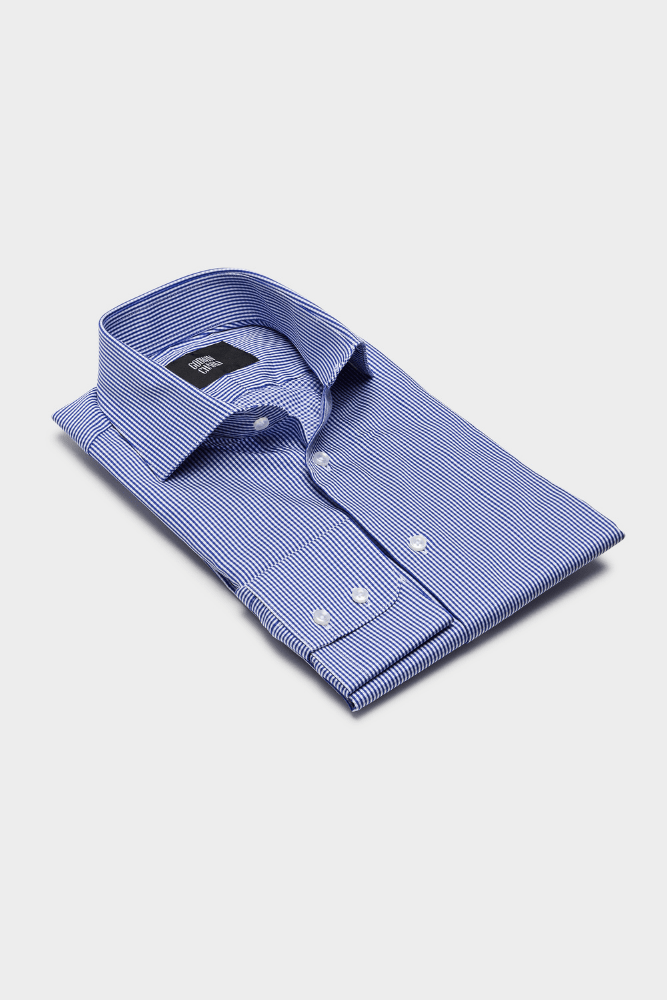 Pilot (BC) Shirt - Navy Micro Check Cotton