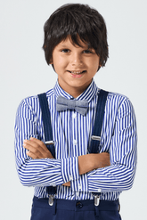 Roy Tailored Shirt - Navy & White Stripe