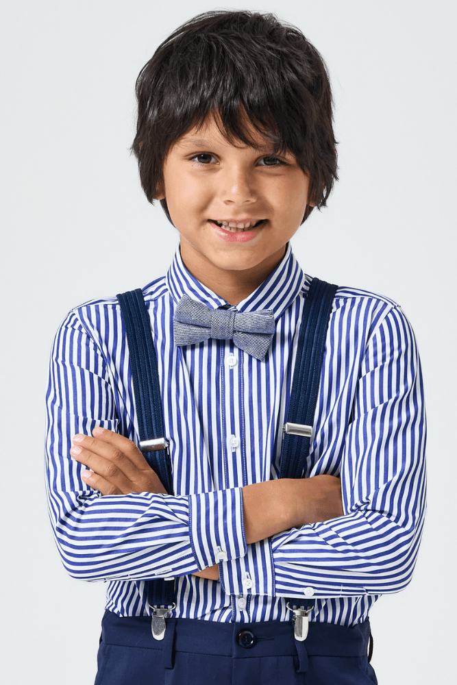 Roy Tailored Shirt - Navy & White Stripe