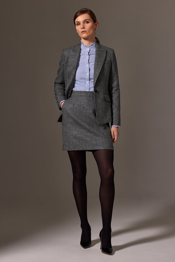 Paris Skirt - Grey Blue Tweed