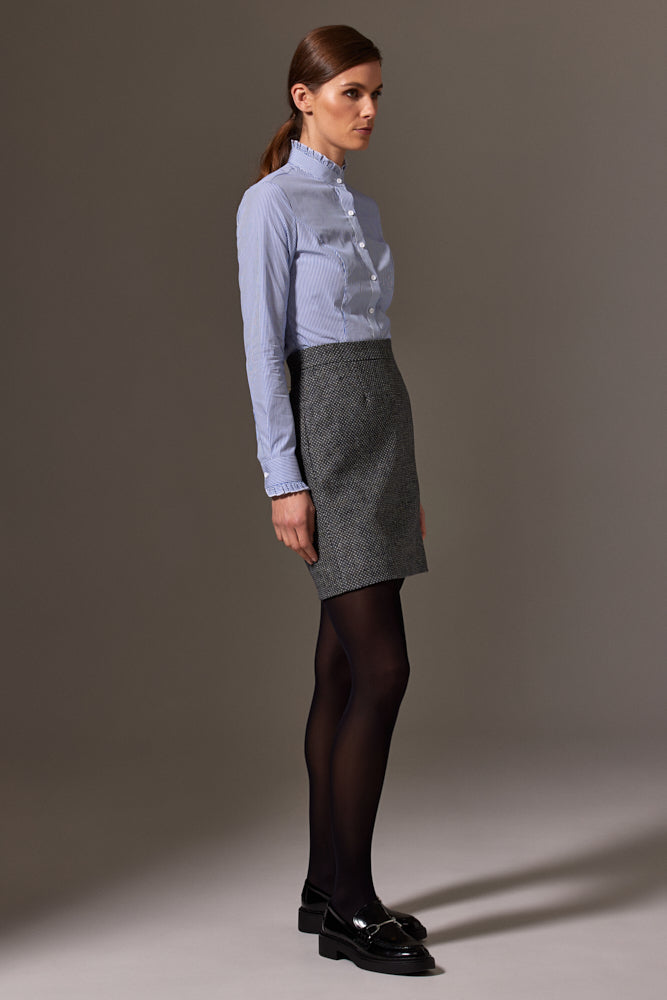 Paris Skirt - Grey Blue Tweed