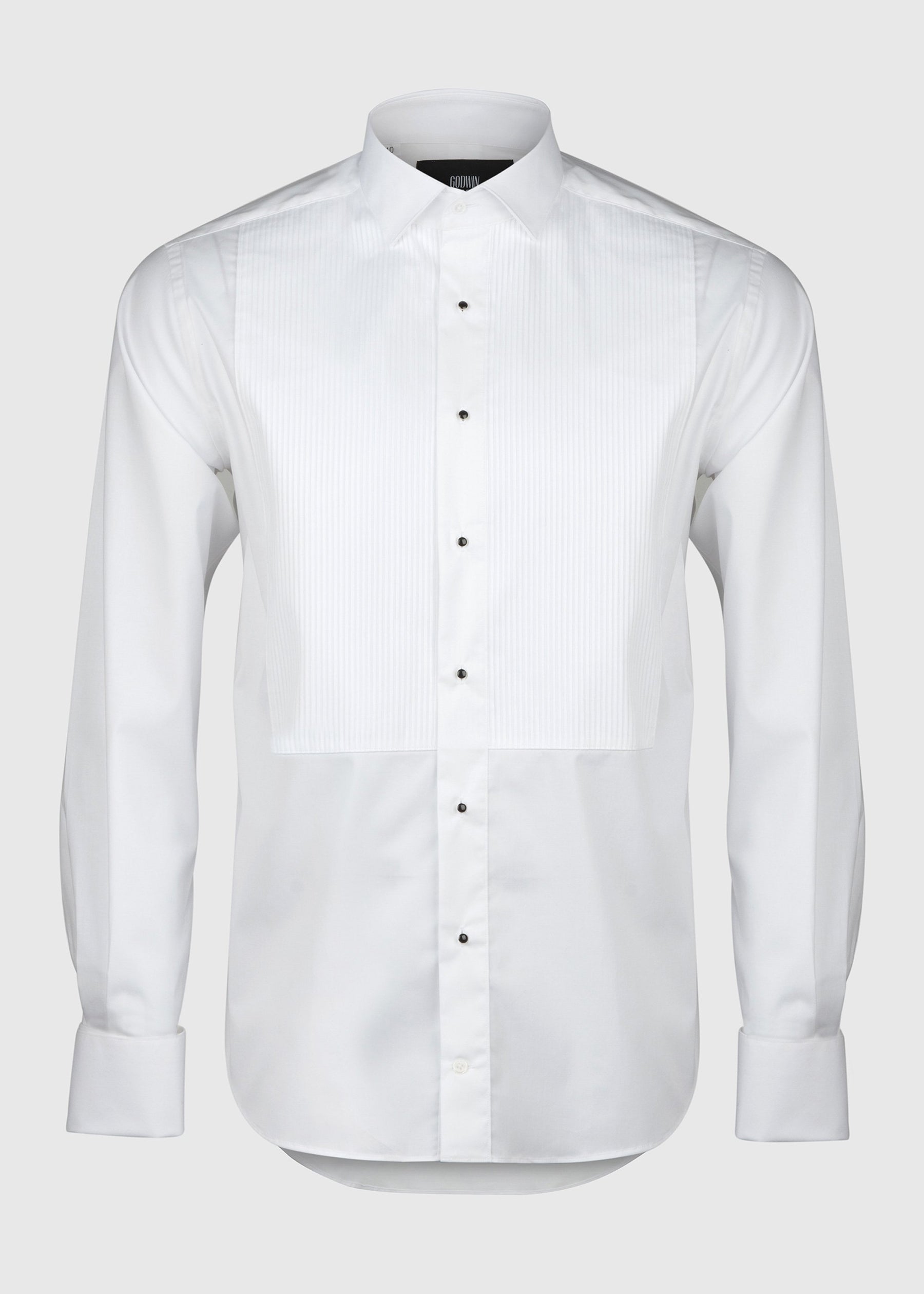 Bastien Dinner Shirt - White Poplin Cotton (Pleated Bib Front)