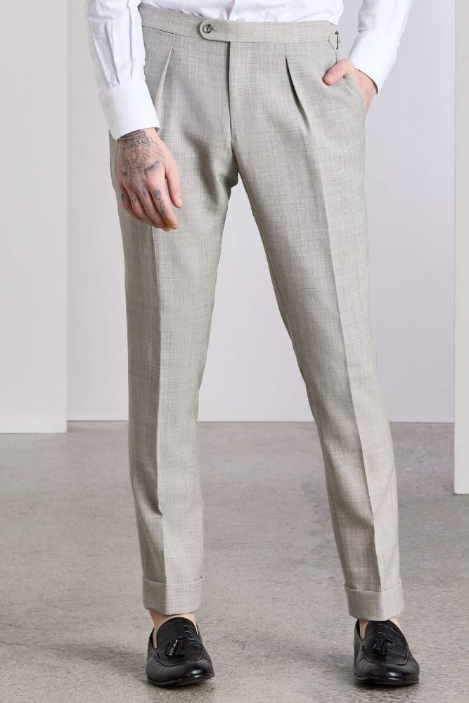 The Sacha Trouser - Light Grey Tropical Wool